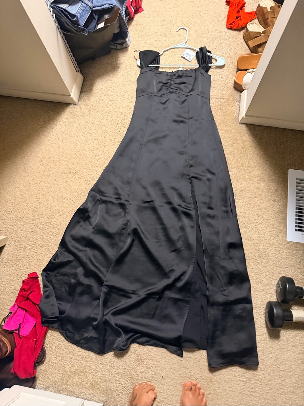 Black Homecoming Slip Dress with Side Slit